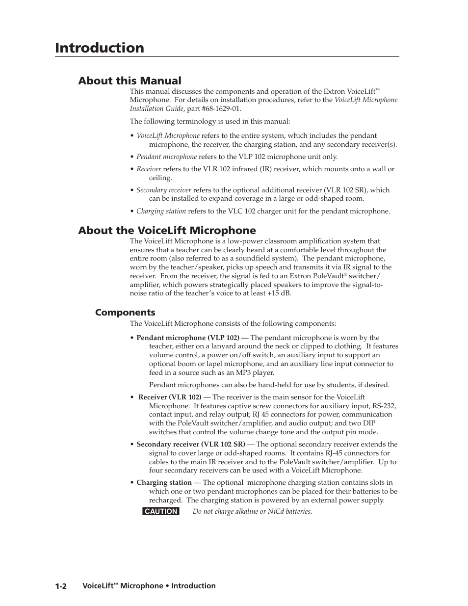 About this manual, About the voicelift microphone, Components | Components -2, Preliminar y, Introduction | Extron electronic VLM 2000 User Manual | Page 8 / 64