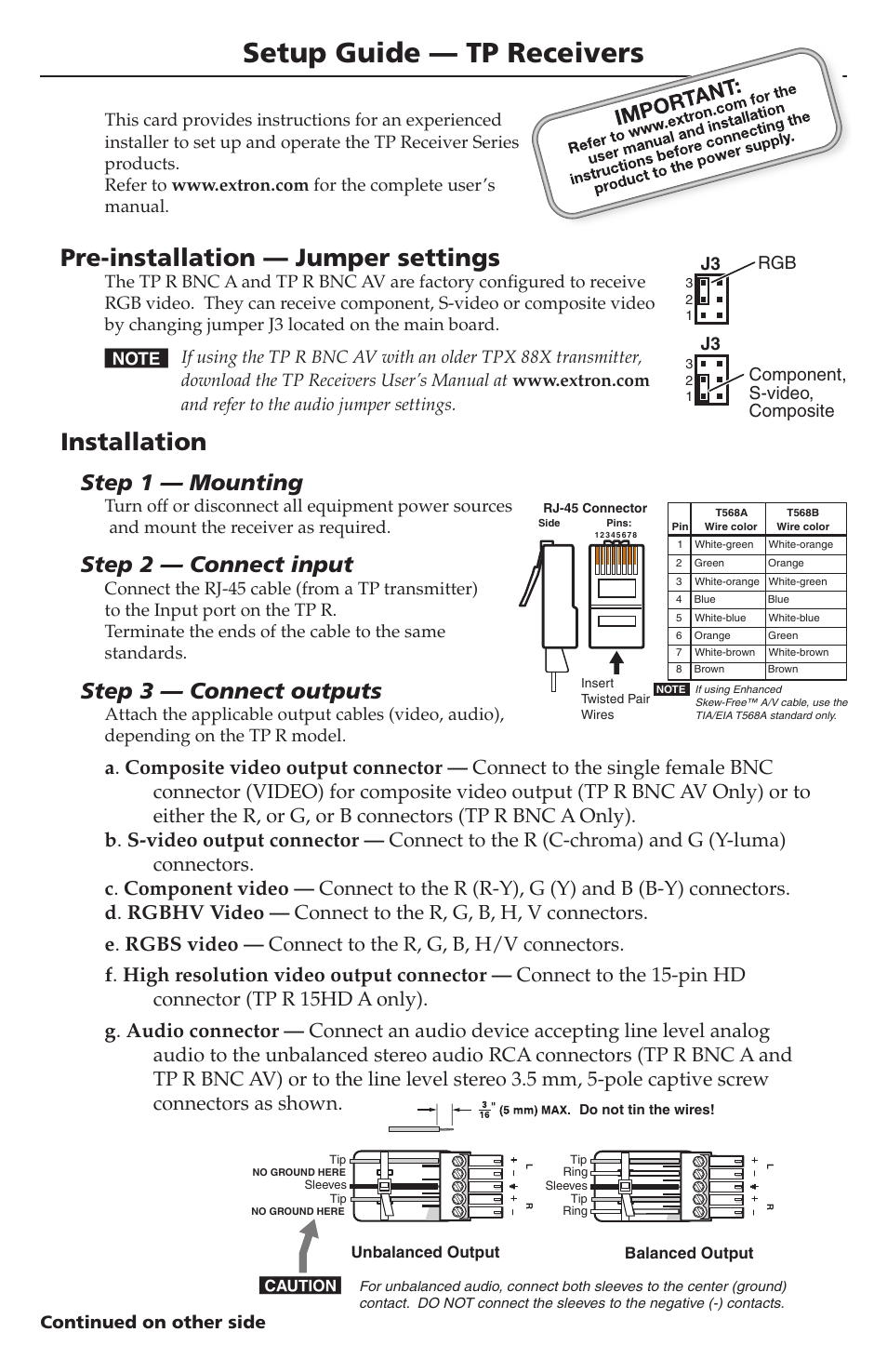 Extron Electronics TP Receivers User Manual | 2 pages