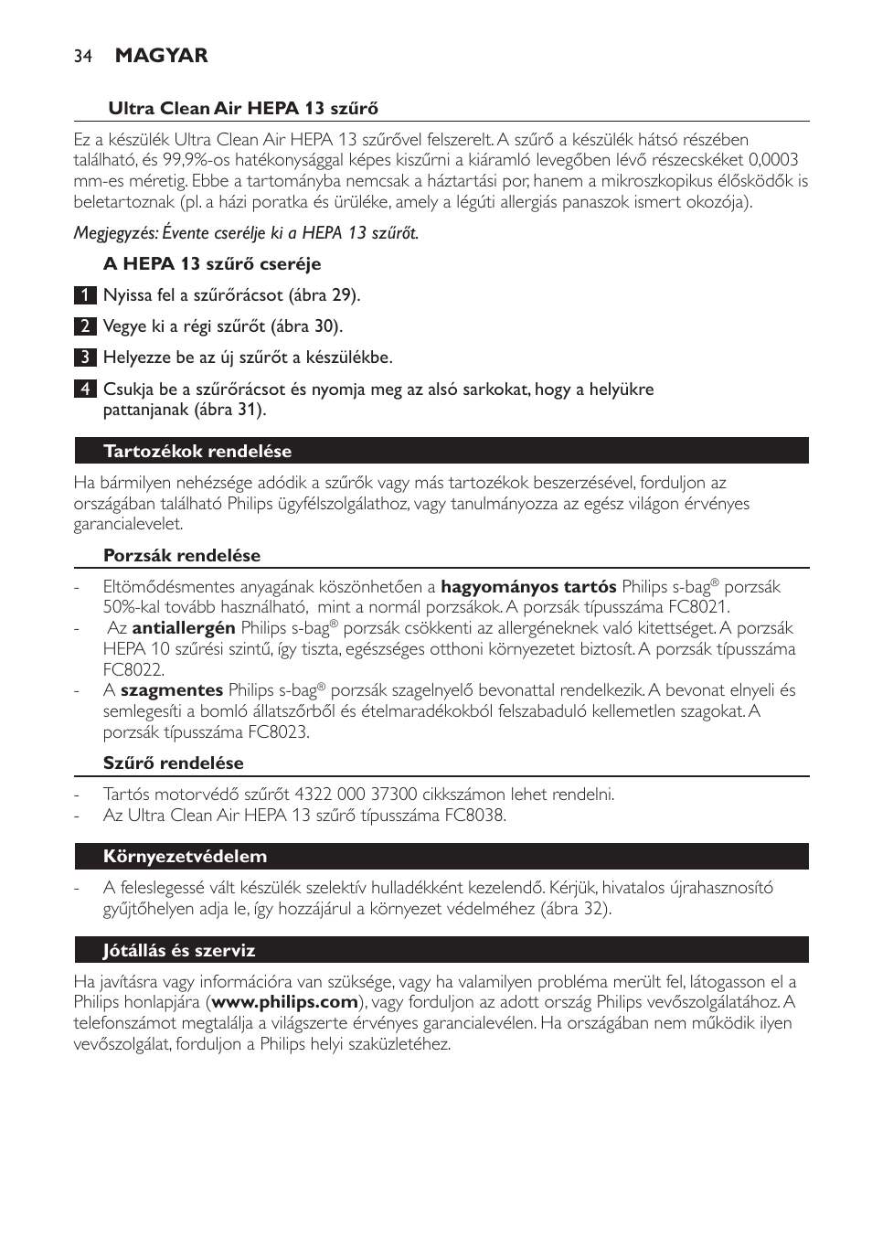 Philips FC9152 User Manual | Page 34 / 100