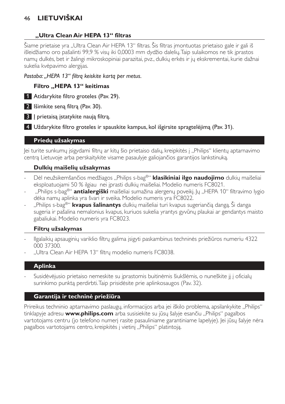 Philips FC9152 User Manual | Page 46 / 100