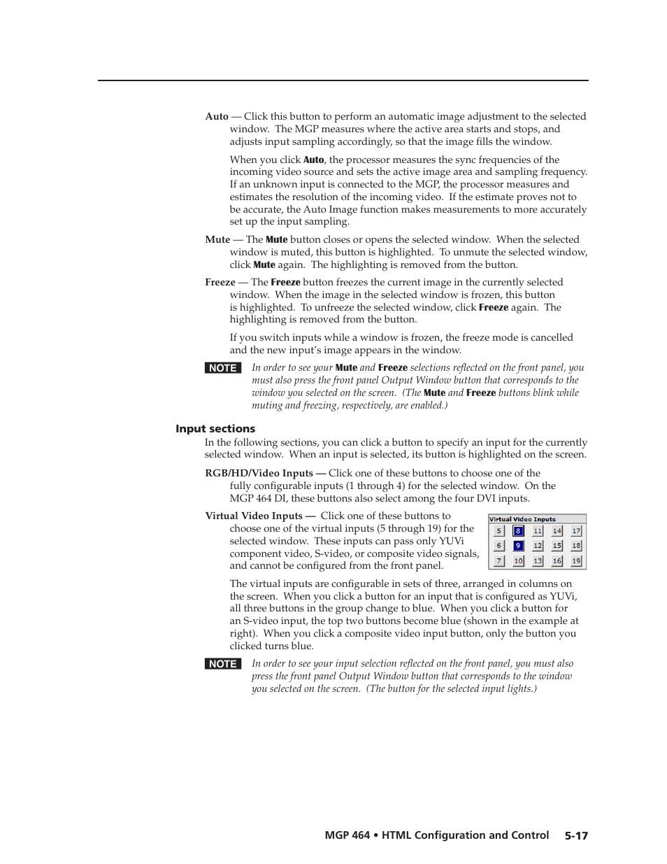 Input sections, Input sections -17, Preliminar y | Extron electronic Multi-Graphic Processor MGP 464 DI User Manual | Page 109 / 142