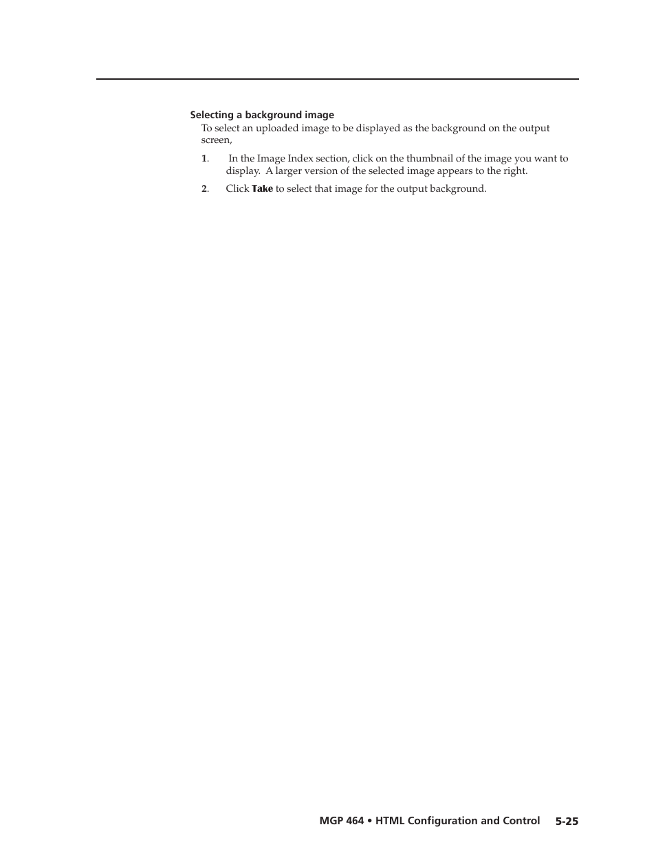 Selecting a background image, Selecting a background image -25, Preliminar y | Extron electronic Multi-Graphic Processor MGP 464 DI User Manual | Page 117 / 142