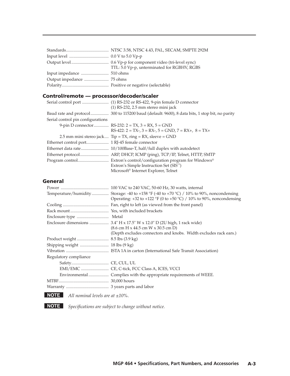 Preliminar y | Extron electronic Multi-Graphic Processor MGP 464 DI User Manual | Page 129 / 142