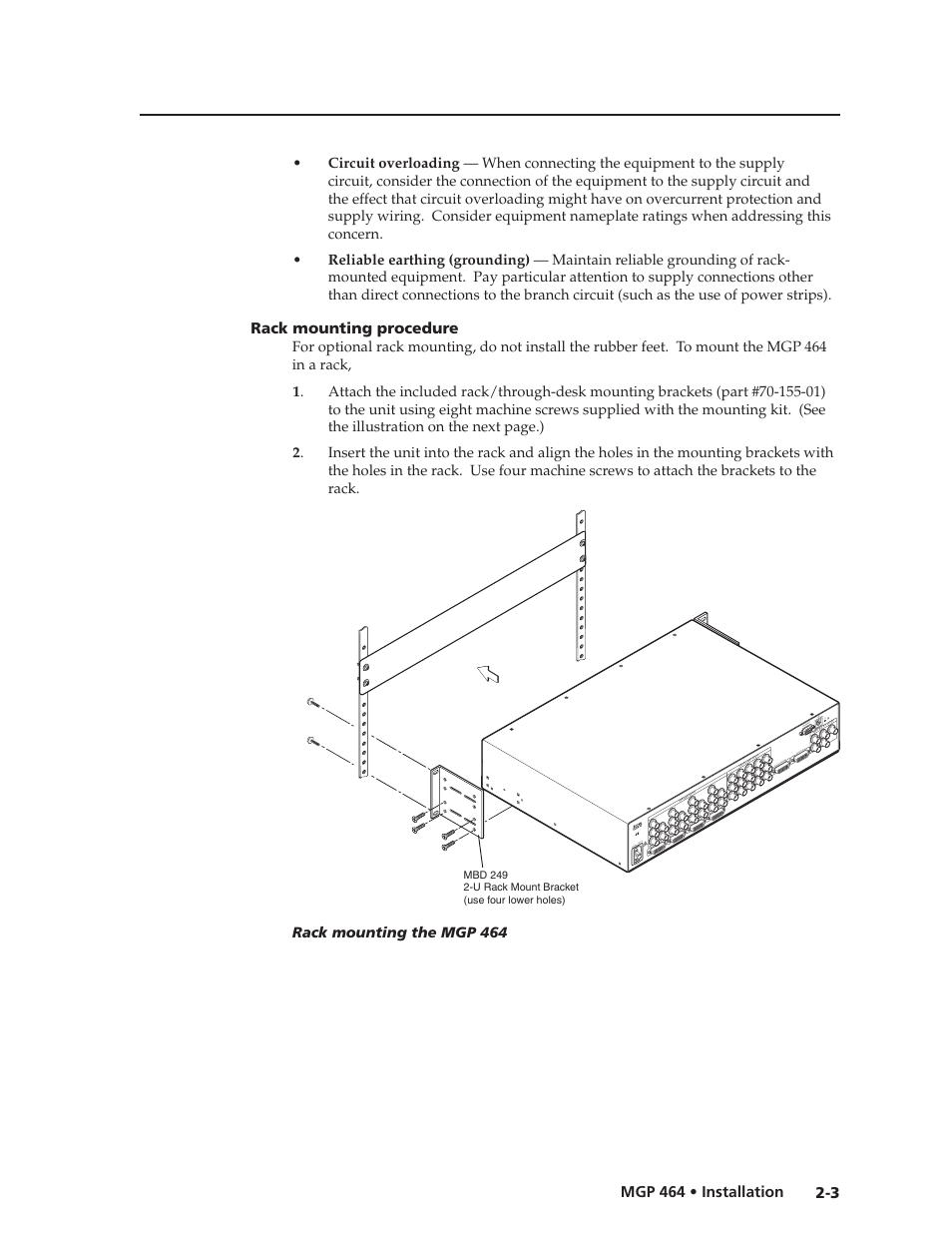 Rack mounting procedure, Rack mounting procedure -3, Preliminar y | Extron electronic Multi-Graphic Processor MGP 464 DI User Manual | Page 17 / 142