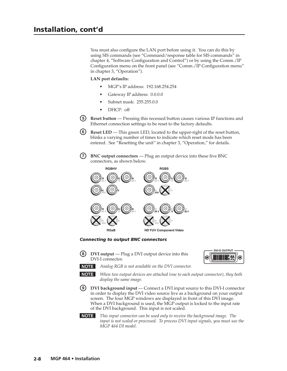 Preliminar y, Installation, cont’d | Extron electronic Multi-Graphic Processor MGP 464 DI User Manual | Page 22 / 142