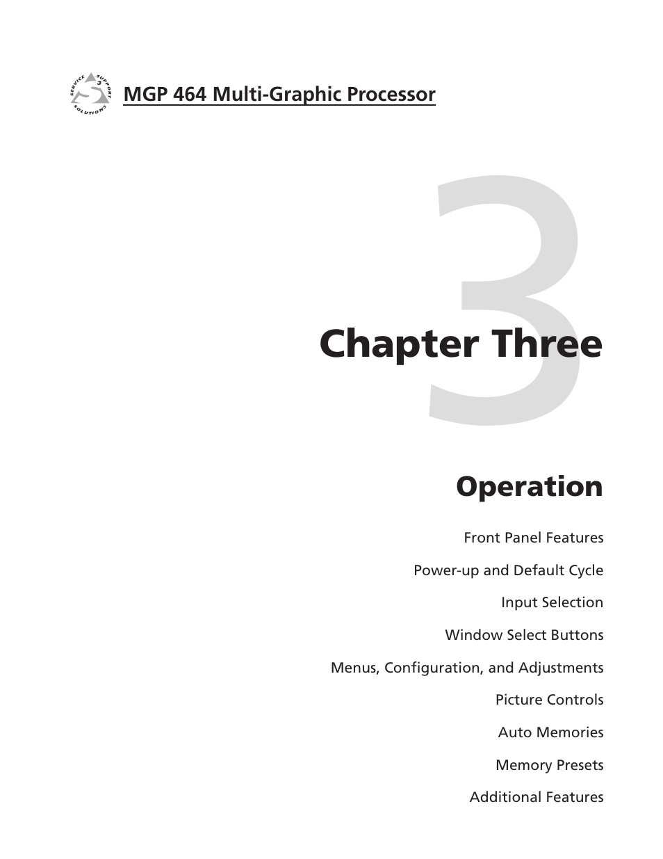 Chapter three, Operation, Chapter three • operation | Extron electronic Multi-Graphic Processor MGP 464 DI User Manual | Page 25 / 142