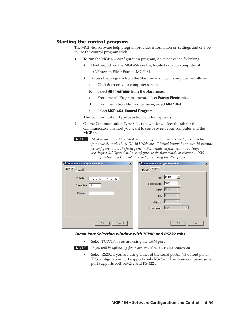Starting the control program, Starting the control program, Preliminar y | Extron electronic Multi-Graphic Processor MGP 464 DI User Manual | Page 91 / 142
