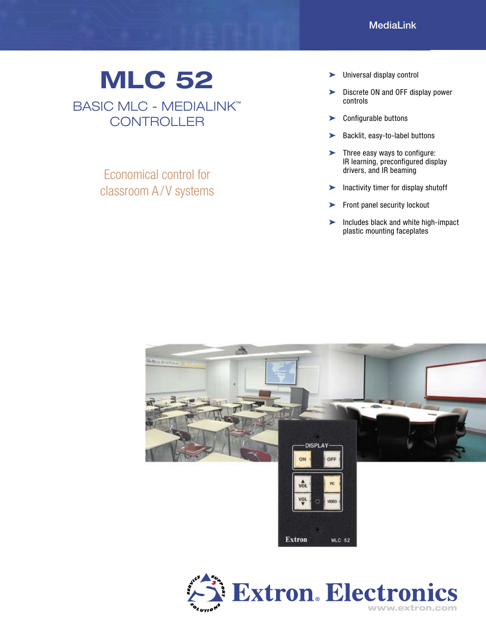 Extron electronic Basic MediaLink Controllers MLC 52 RS User Manual | 6 pages