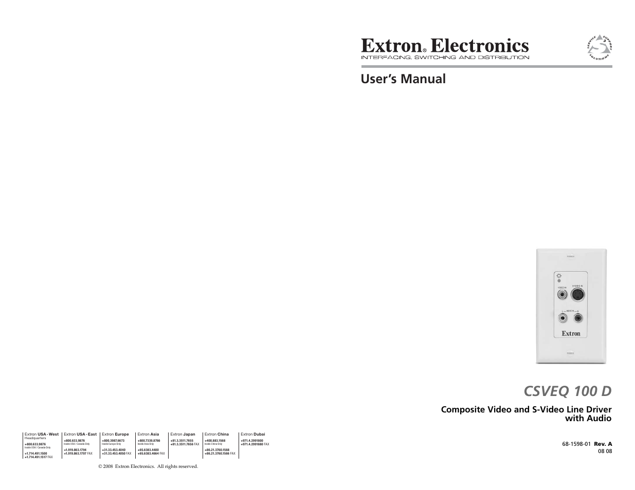 Extron Electronics CSVEQ 100 D User Manual | 38 pages