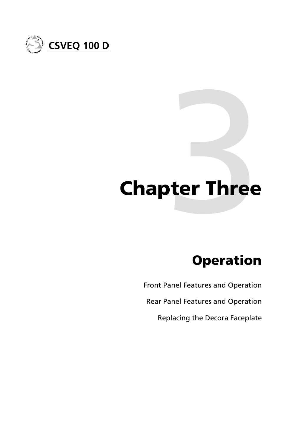 Chapter three, Operation, Chapter three • operation | Extron Electronics CSVEQ 100 D User Manual | Page 19 / 38
