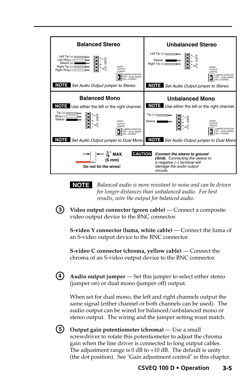 Csveq 100 d • operation, Balanced stereo, Balanced mono | Unbalanced stereo, Unbalanced mono | Extron Electronics CSVEQ 100 D User Manual | Page 23 / 38