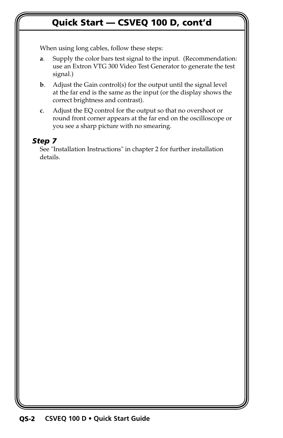 Quick start — csveq 100 d, cont’d | Extron Electronics CSVEQ 100 D User Manual | Page 6 / 38