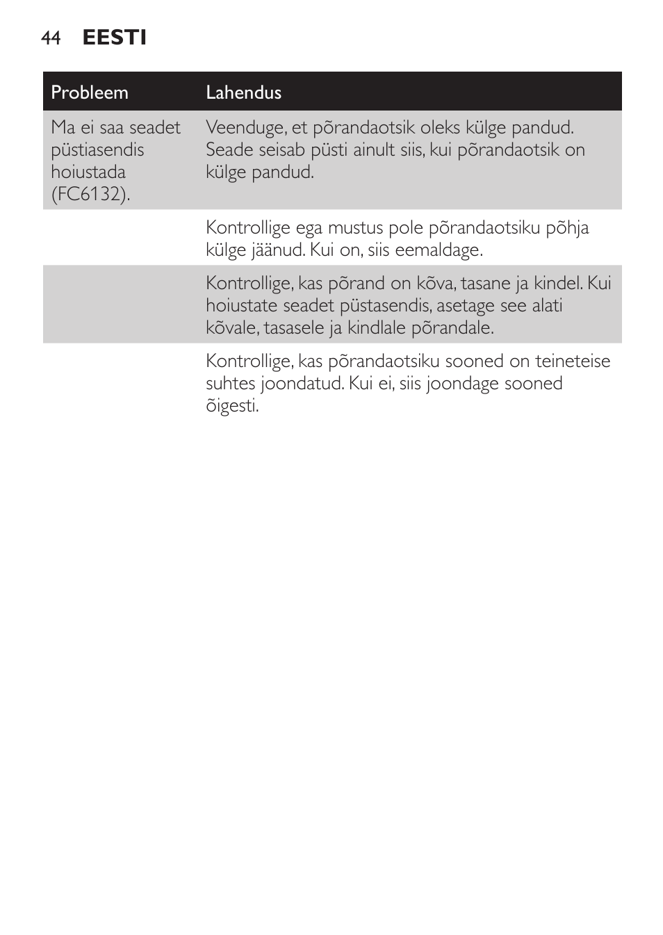 Philips FC6130 User Manual | Page 44 / 180