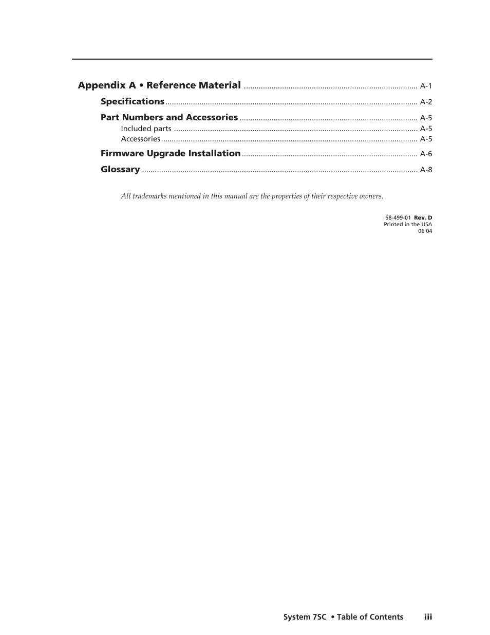 Appendix a • reference material | Extron electronic System 7SC User Manual | Page 5 / 74