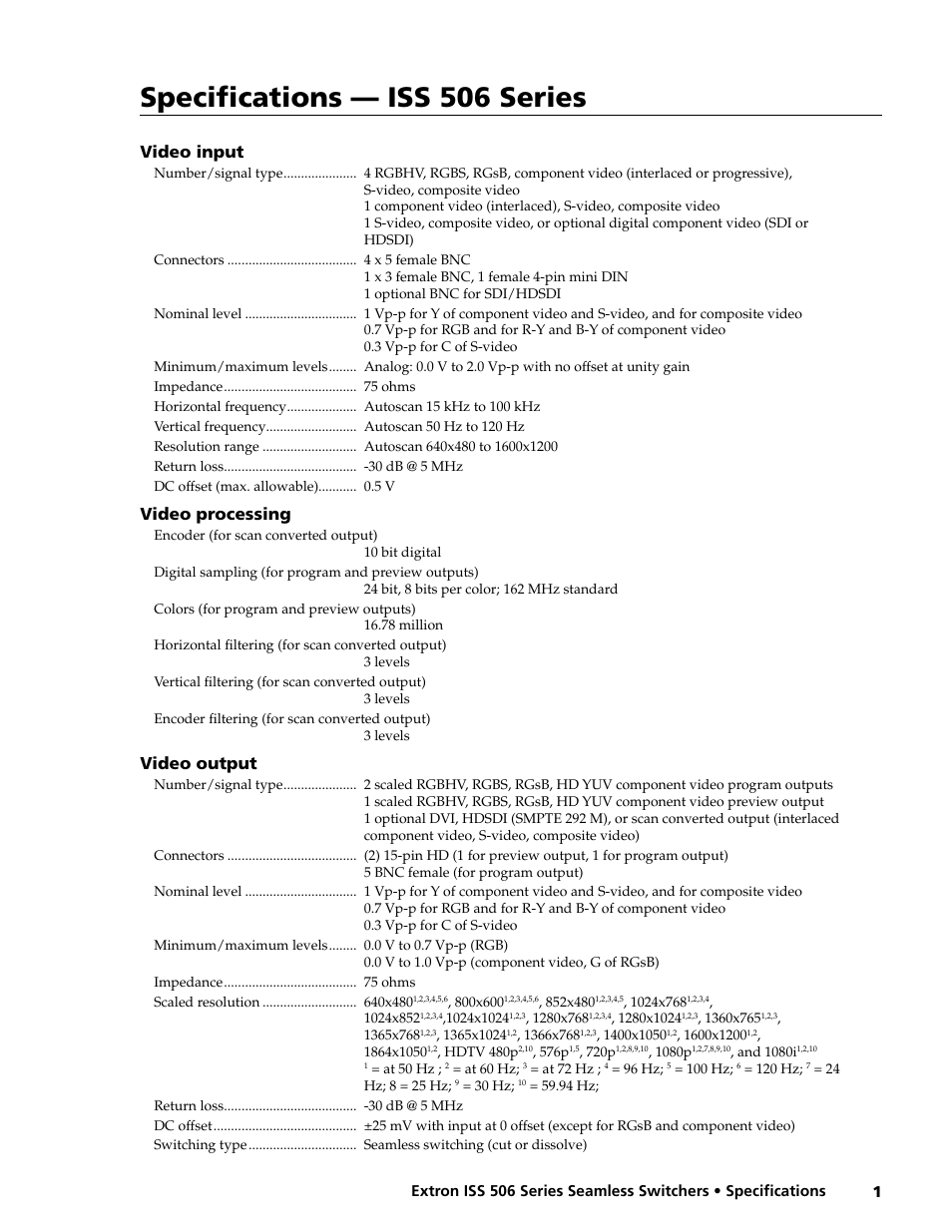 Extron electronic ISS 506 Series User Manual | 3 pages
