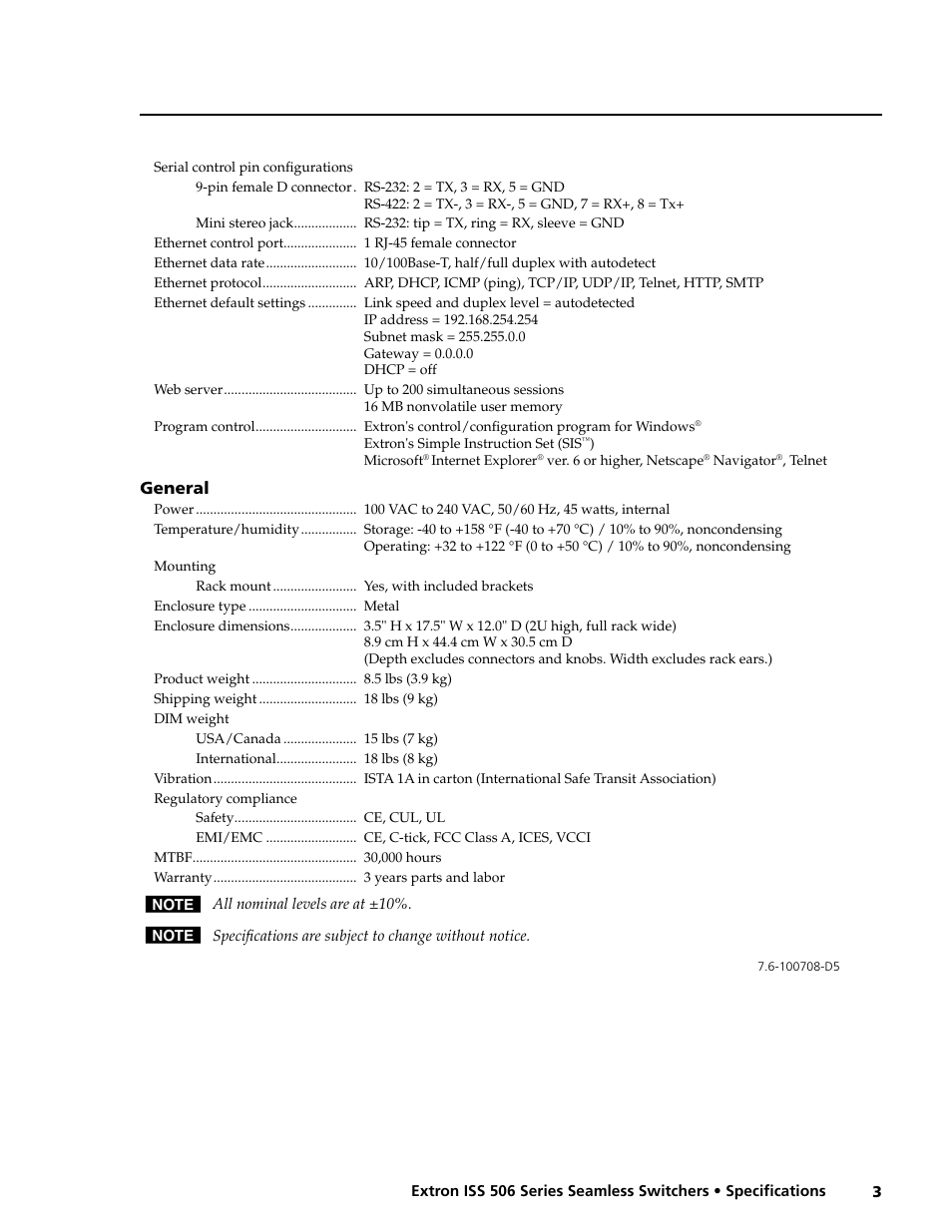 Extron electronic ISS 506 Series User Manual | Page 3 / 3