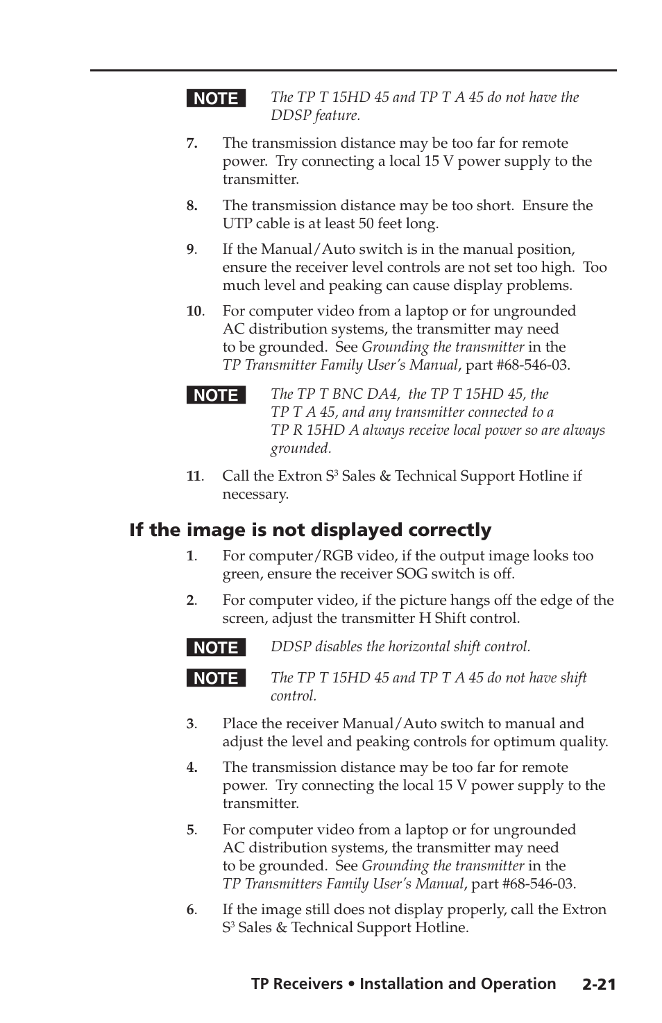 If the image is not displayed correctly, If the image is not displayed correctly -21 | Extron electronic TP Receivers User Manual | Page 33 / 44