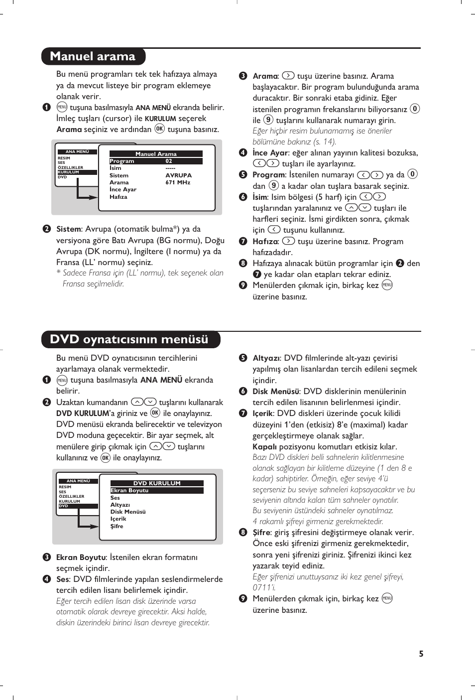 Manuel arama dvd oynat›c›s›n›n menüsü | Philips 14PT6107 User Manual | Page 103 / 112