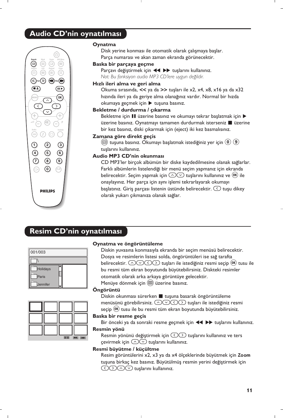 Audio cd’nin oynat›lmas, Resim cd’nin oynat›lmas, И¬оп | Philips 14PT6107 User Manual | Page 109 / 112