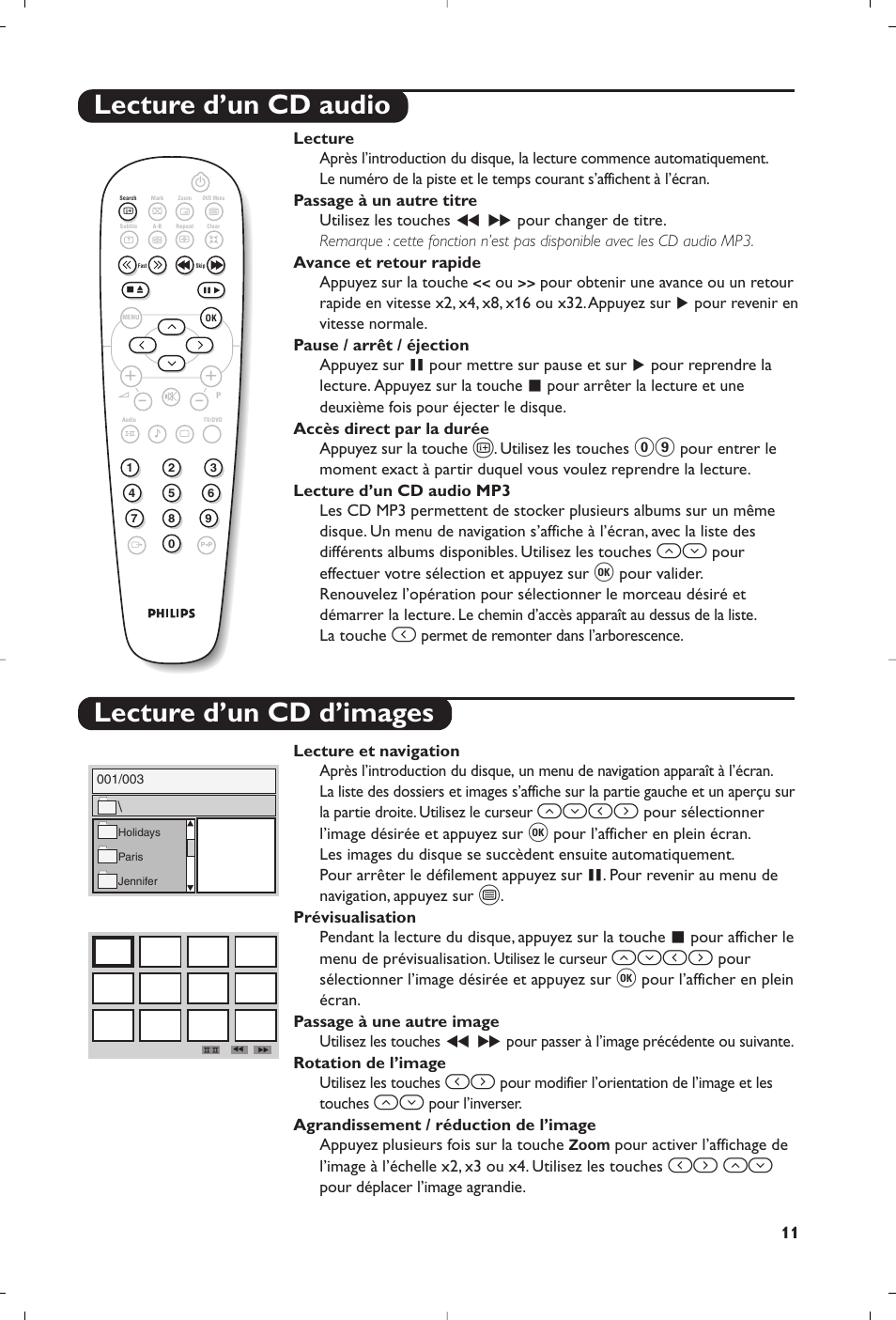 Lecture d’un cd audio, Lecture d’un cd d’images, И¬ оп | Philips 14PT6107 User Manual | Page 25 / 112