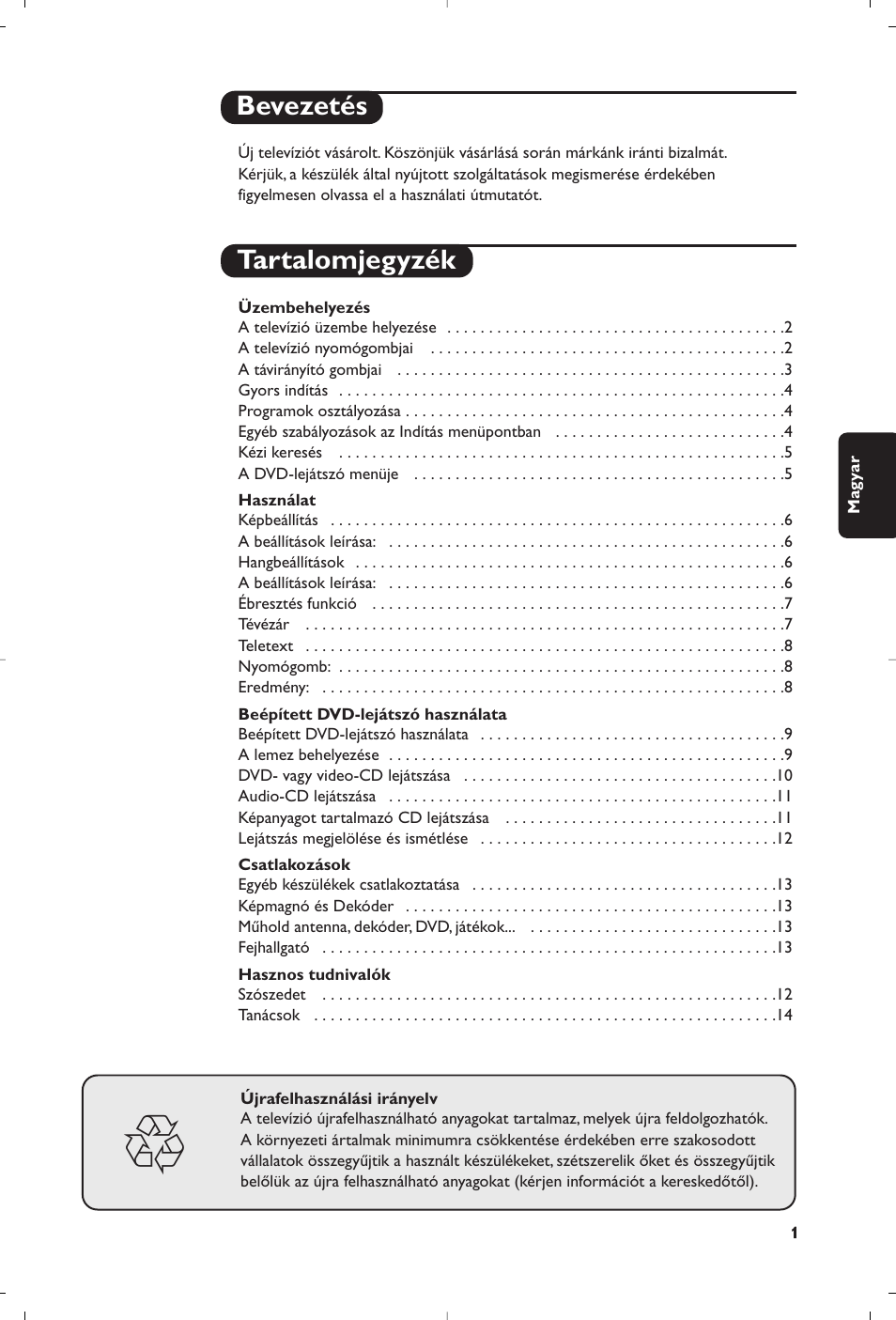 Bevezetés tartalomjegyzék | Philips 14PT6107 User Manual | Page 29 / 112