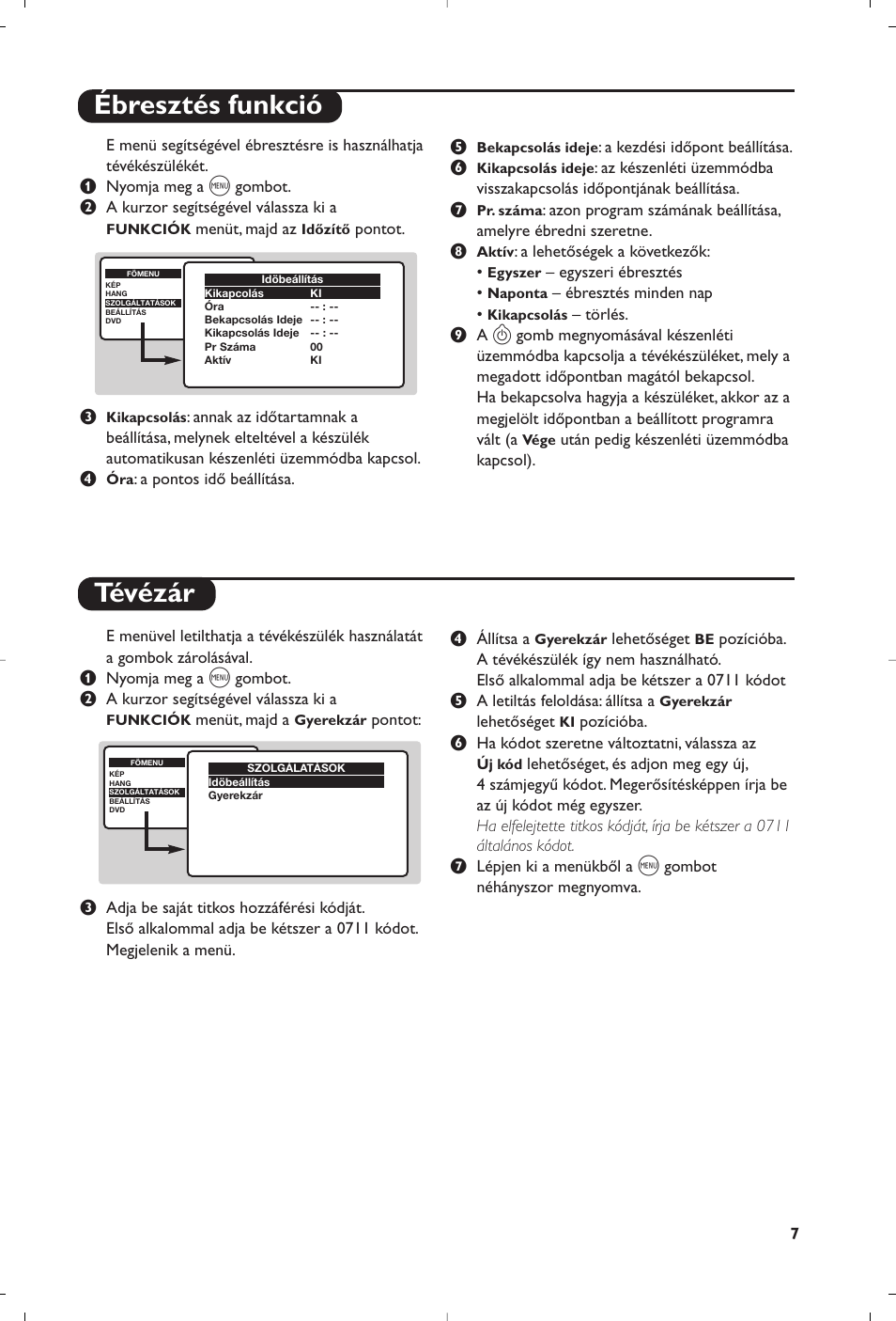 Ébresztés funkció tévézár | Philips 14PT6107 User Manual | Page 35 / 112