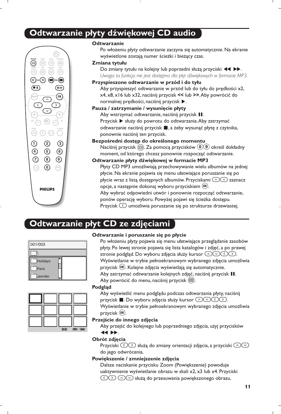 Odtwarzanie płyty dźwiękowej cd audio, Odtwarzanie płyt cd ze zdjęciami, И¬ оп | Philips 14PT6107 User Manual | Page 67 / 112