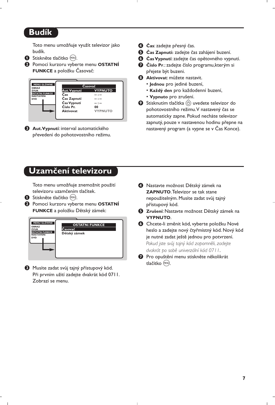 Budík uzamčení televizoru | Philips 14PT6107 User Manual | Page 77 / 112