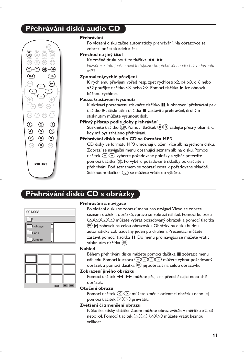 Přehrávání disků audio cd, Přehrávání disků cd s obrázky, И¬ оп | Philips 14PT6107 User Manual | Page 81 / 112