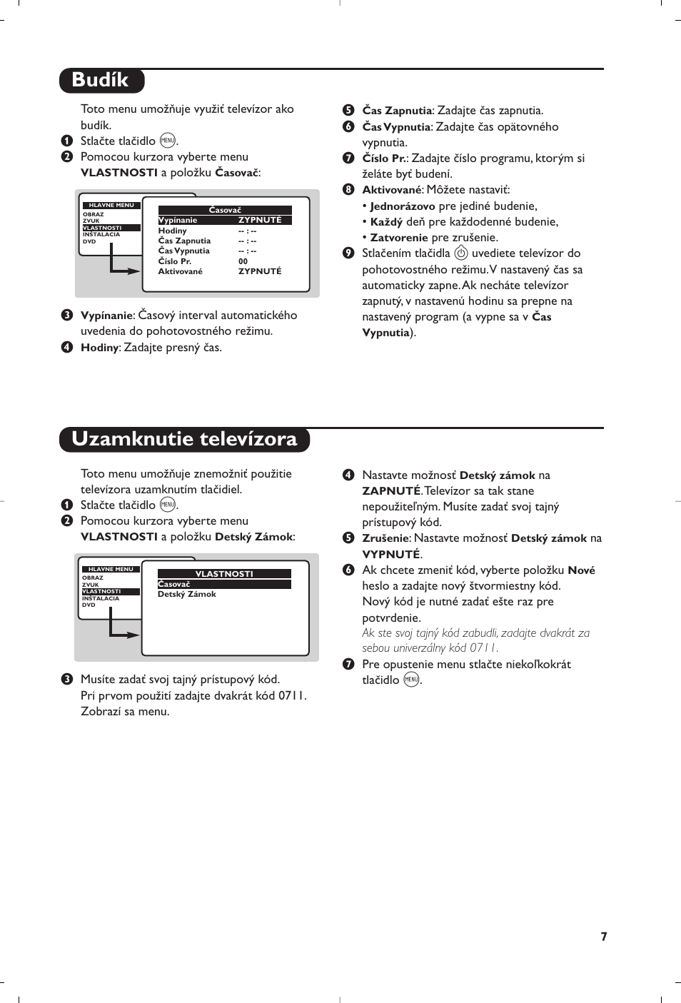 Budík uzamknutie televízora | Philips 14PT6107 User Manual | Page 91 / 112