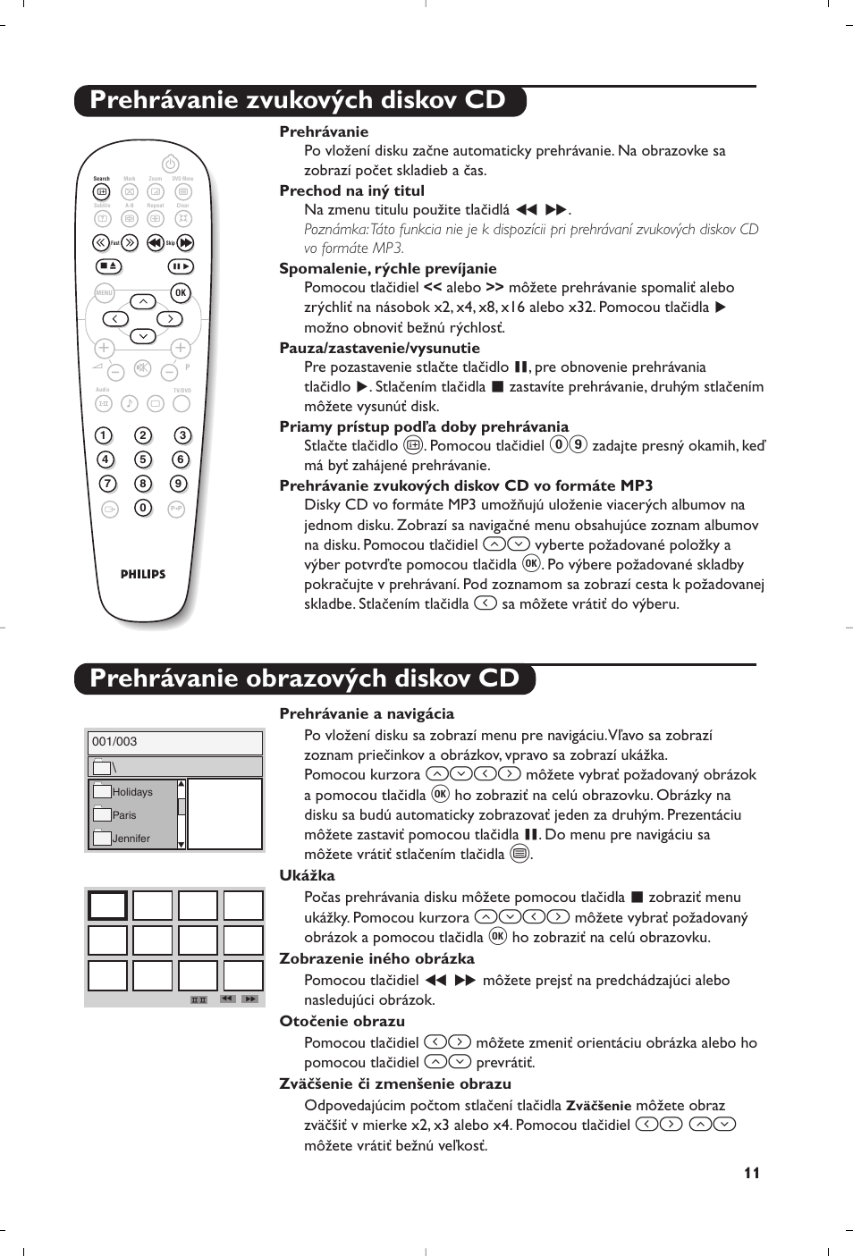 Prehrávanie zvukových diskov cd, Prehrávanie obrazových diskov cd, И¬ оп | Philips 14PT6107 User Manual | Page 95 / 112