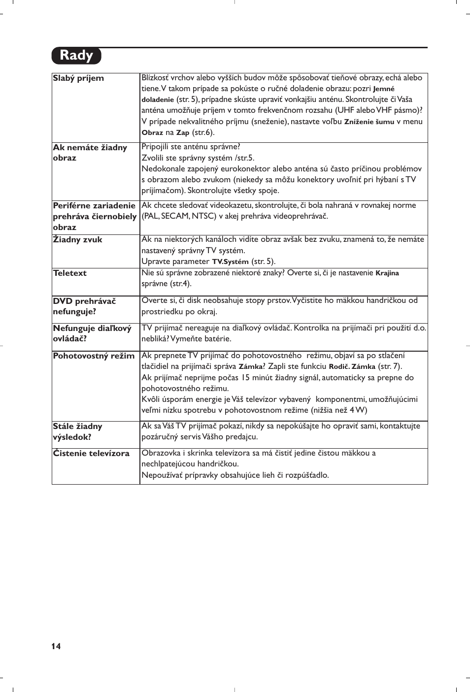 Rady | Philips 14PT6107 User Manual | Page 98 / 112