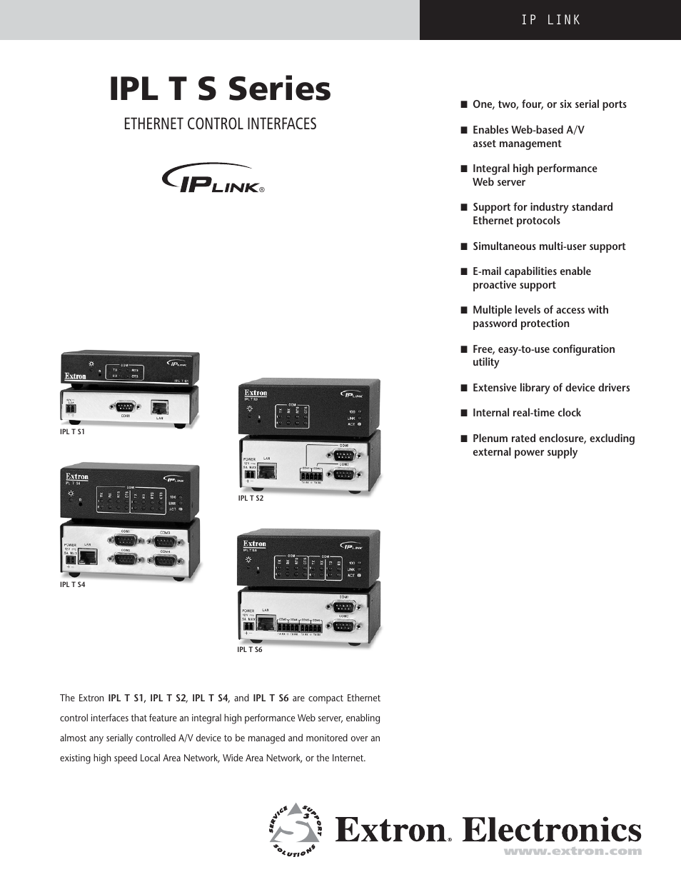 Extron electronic IPL T S User Manual | 6 pages