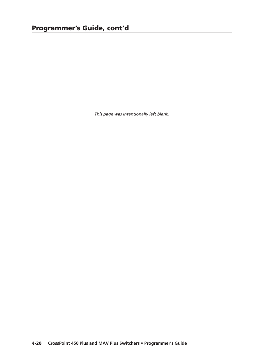 Programmer’s guide, cont’d | Extron Electronics MAV Plus Series User Manual | Page 127 / 199