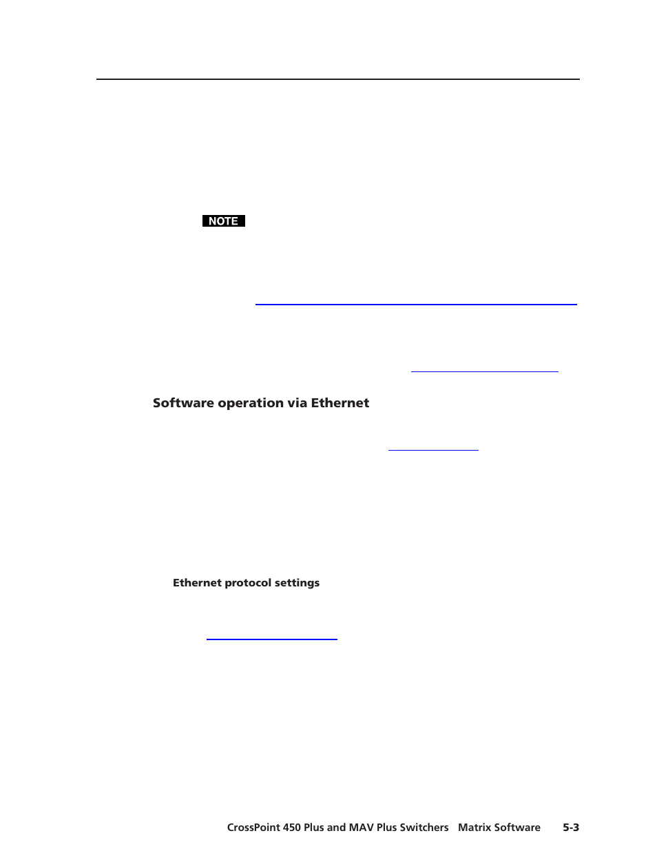 Software operation via ethernet, Ethernet protocol settings | Extron Electronics MAV Plus Series User Manual | Page 130 / 199