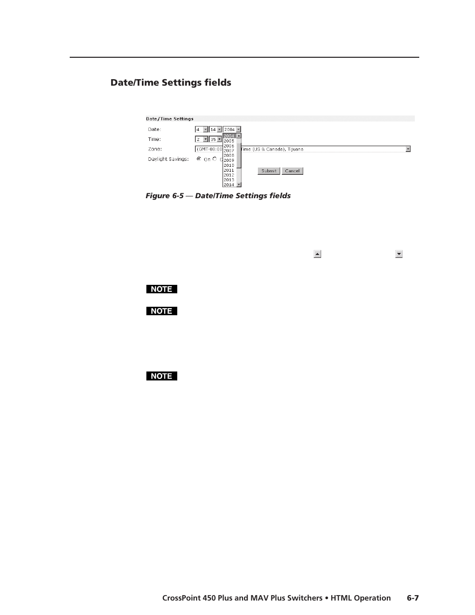 Date/time settings fields | Extron Electronics MAV Plus Series User Manual | Page 158 / 199