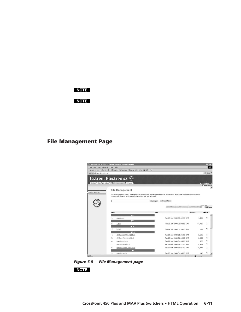 File management page | Extron Electronics MAV Plus Series User Manual | Page 162 / 199