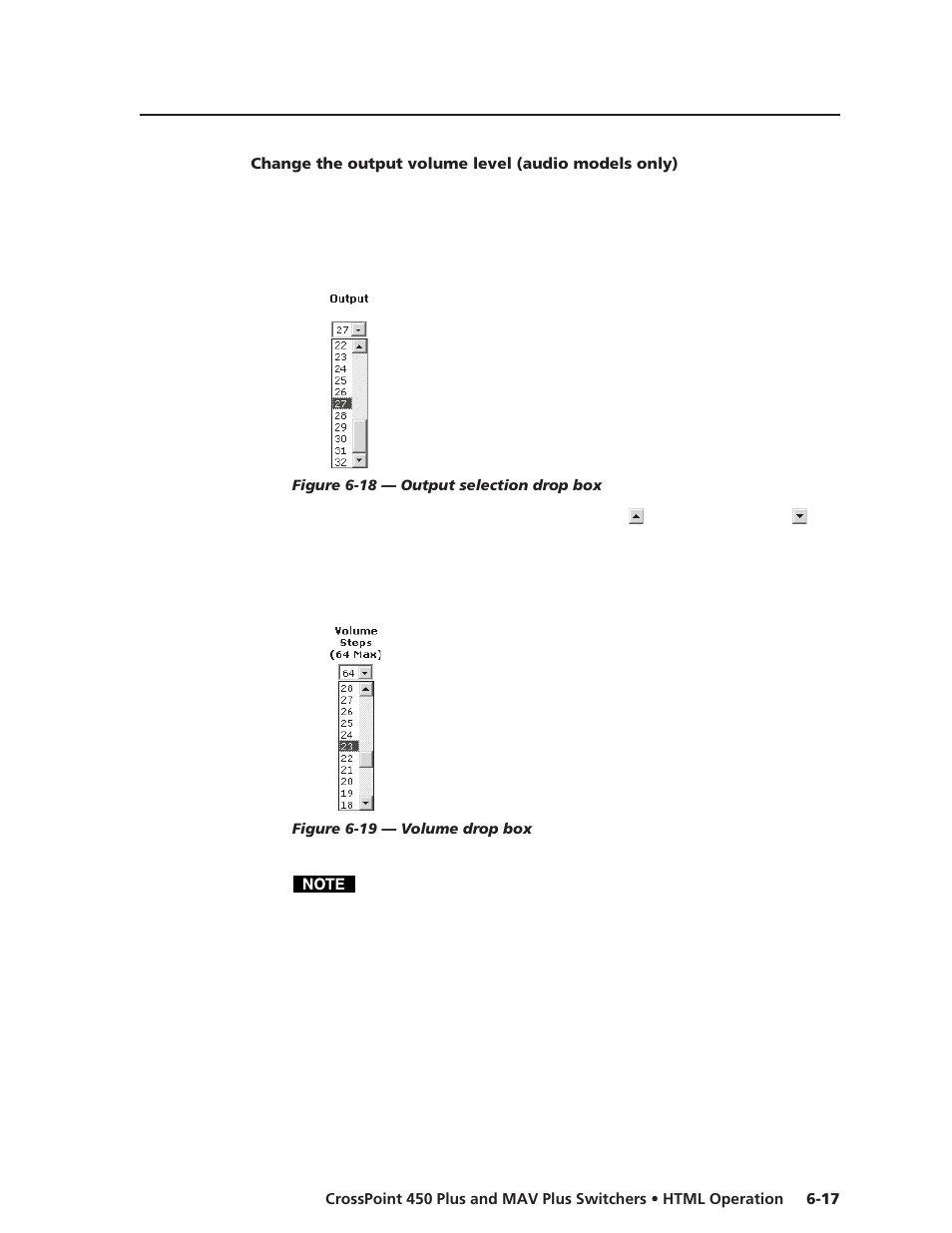 Change the output volume level (audio models only) | Extron Electronics MAV Plus Series User Manual | Page 168 / 199