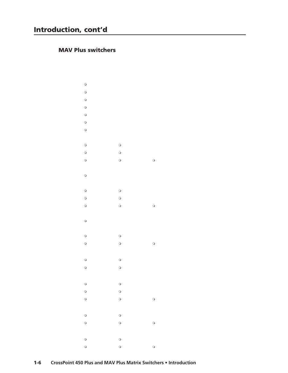 Mav plus switchers, Introduction, cont’d | Extron Electronics MAV Plus Series User Manual | Page 17 / 199