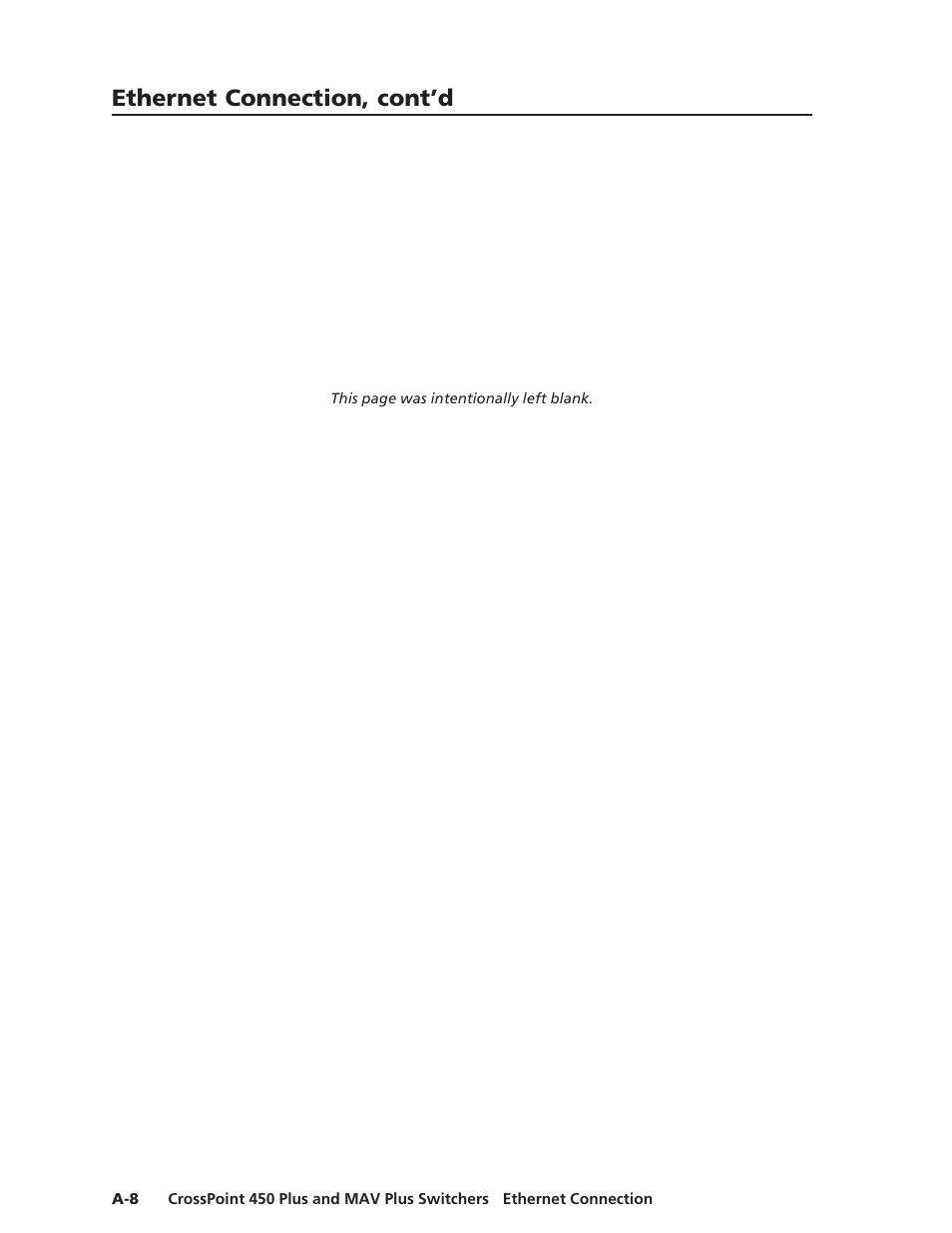 Ethernet connection, cont’d | Extron Electronics MAV Plus Series User Manual | Page 179 / 199