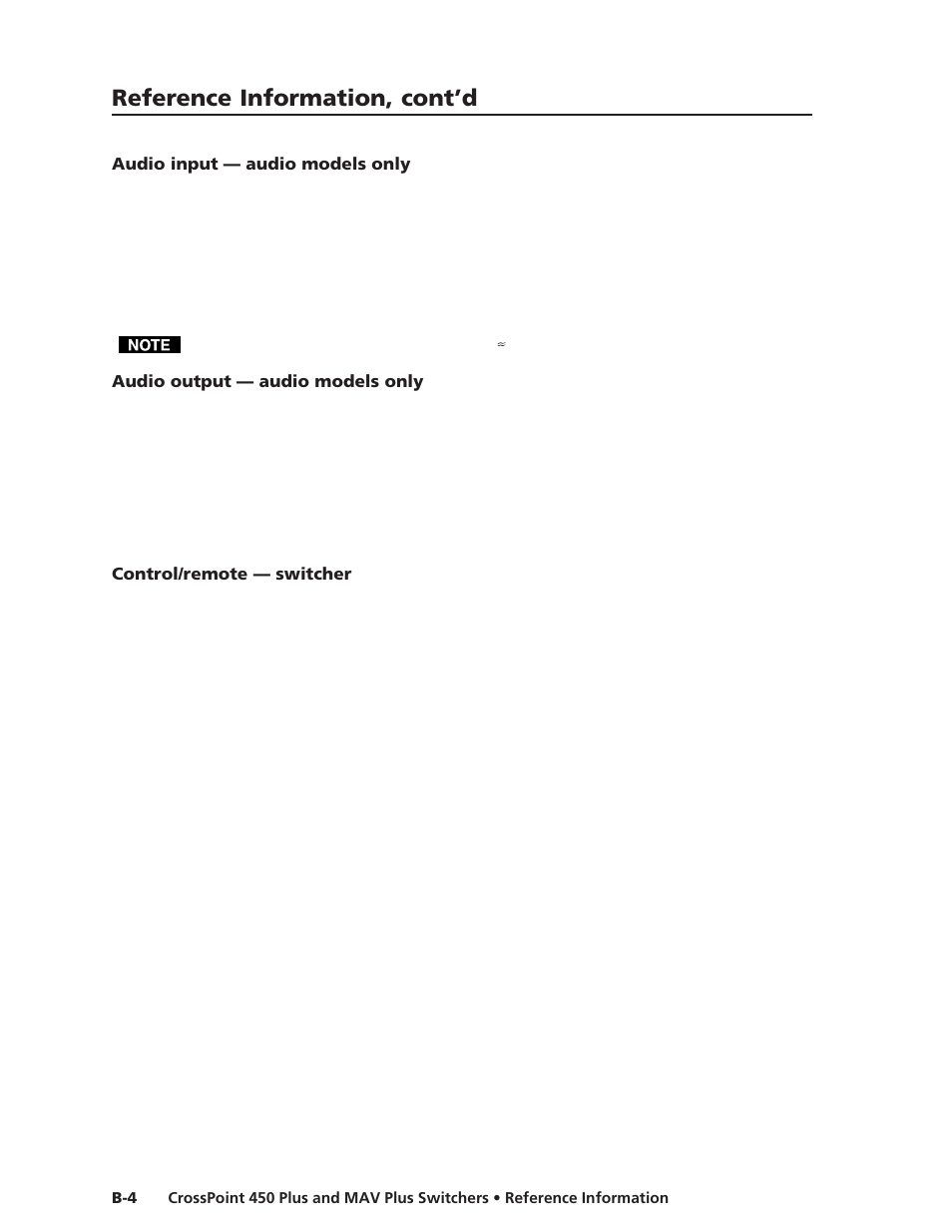 Reference information, cont’d | Extron Electronics MAV Plus Series User Manual | Page 183 / 199