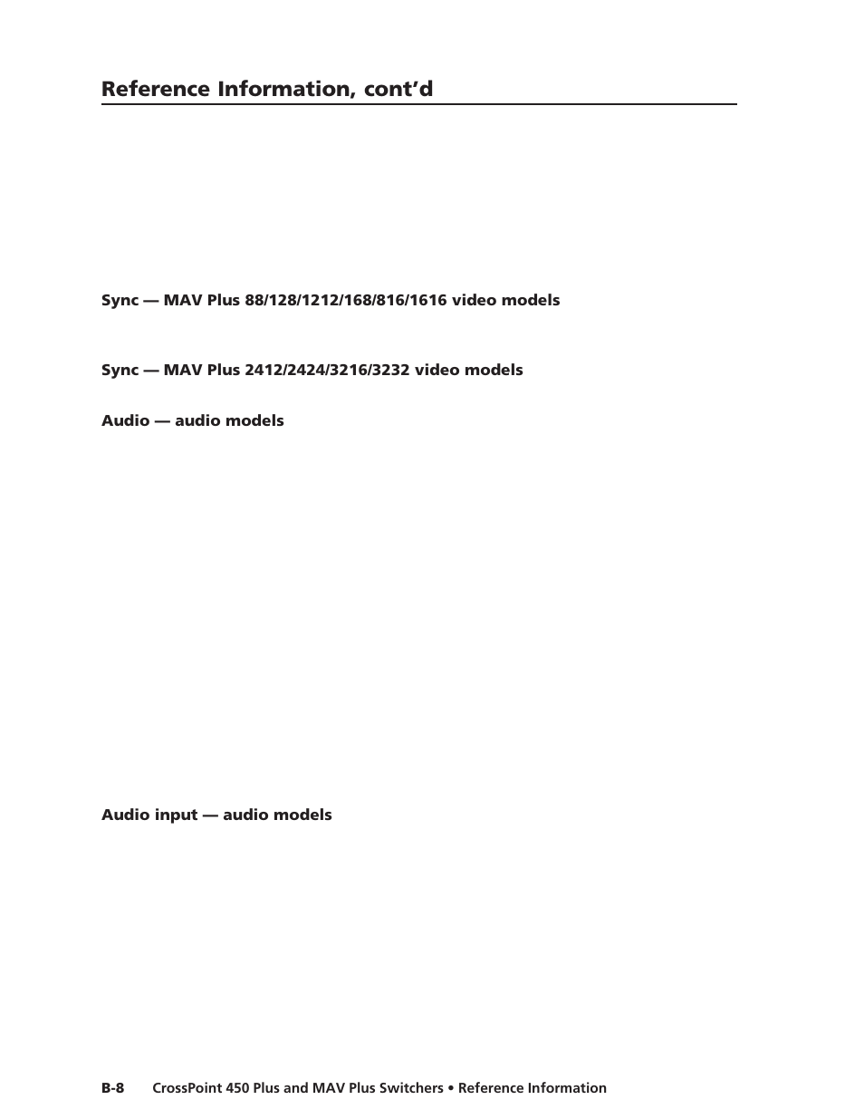 Reference information, cont’d | Extron Electronics MAV Plus Series User Manual | Page 187 / 199