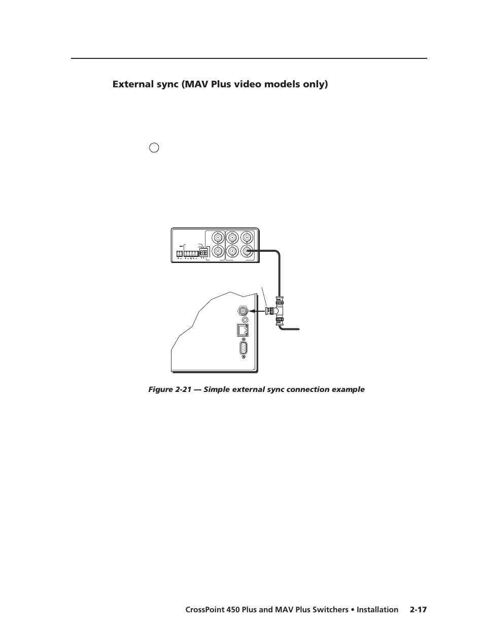 External sync (mav plus video models only), Extron mav plus 3232, Matrix switcher | Extron bbg 6 a | Extron Electronics MAV Plus Series User Manual | Page 40 / 199