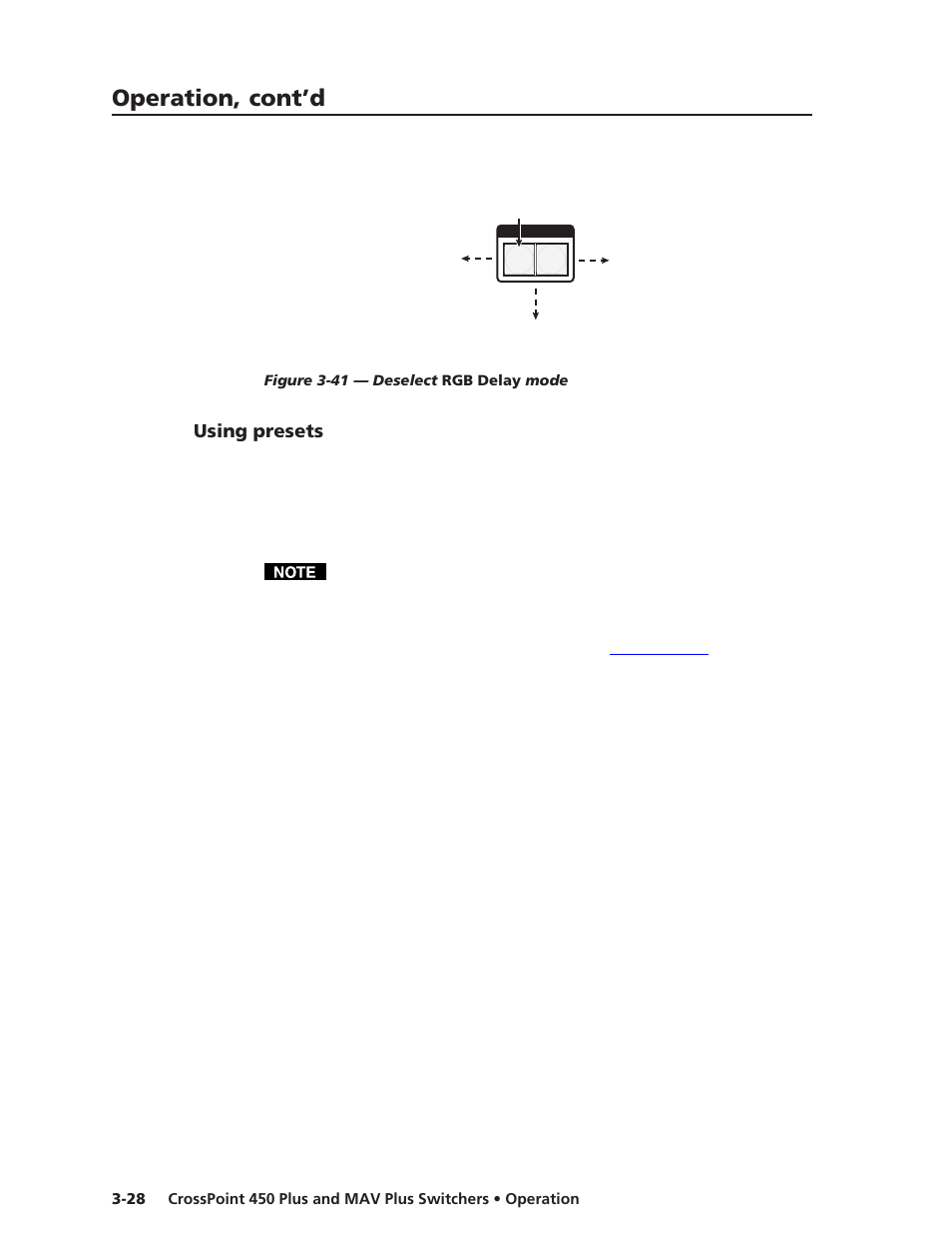 Using presets, Eset. see “using presets” on, Operation, cont’d | Extron Electronics MAV Plus Series User Manual | Page 71 / 199