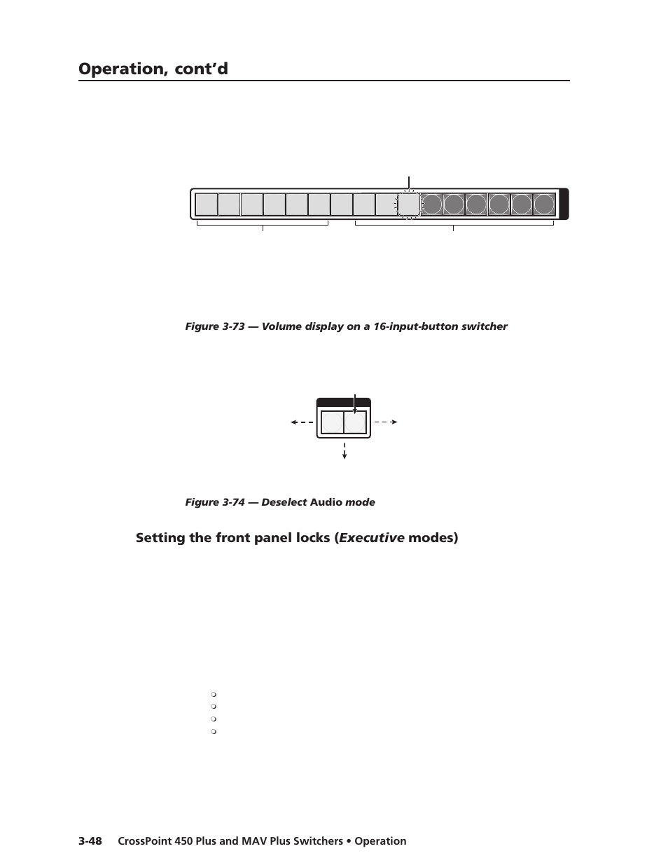 Setting the front panel locks (executive modes), Setting the front panel locks ( executive modes), Setting the front panel locks (executive modes ) | Operation, cont’d | Extron Electronics MAV Plus Series User Manual | Page 91 / 199