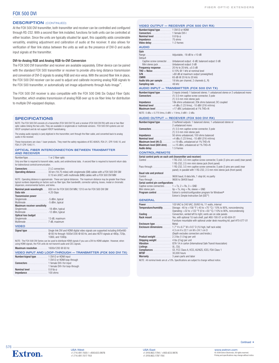 Fox 500 dvi | Extron electronic FOX 500 DVI User Manual | Page 2 / 3