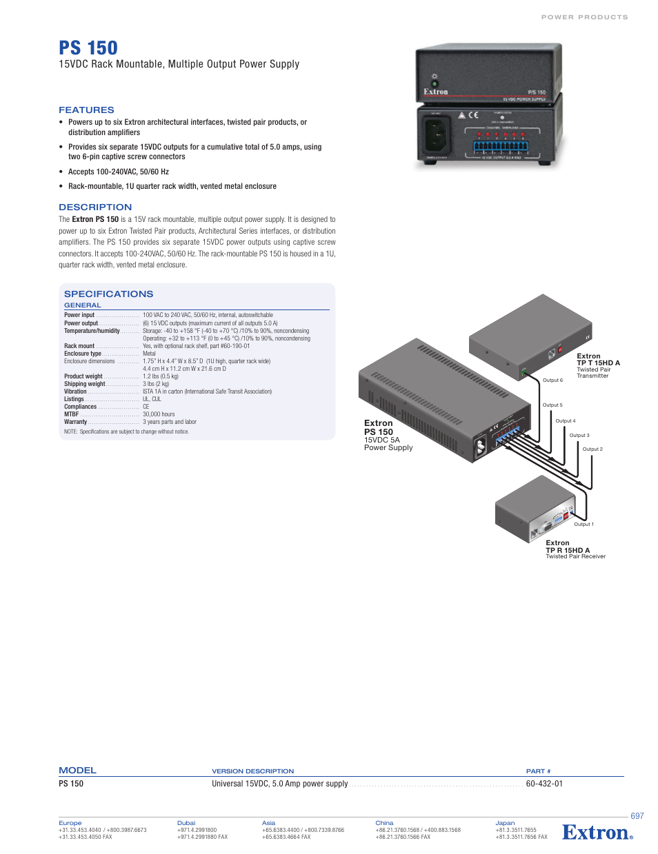 Extron electronic PS 150 User Manual | 1 page