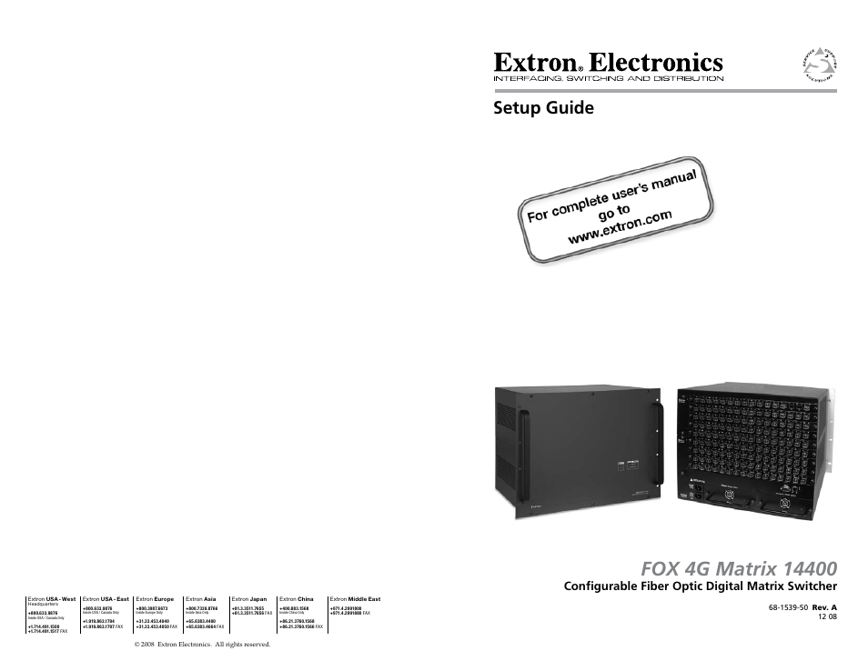 Extron electronic 14400 User Manual | 20 pages