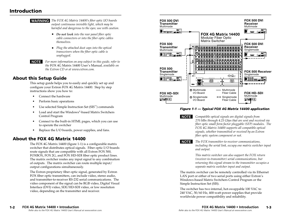 About this manual, About the fox 4g matrix 14400 | Extron electronic 14400 User Manual | Page 6 / 20
