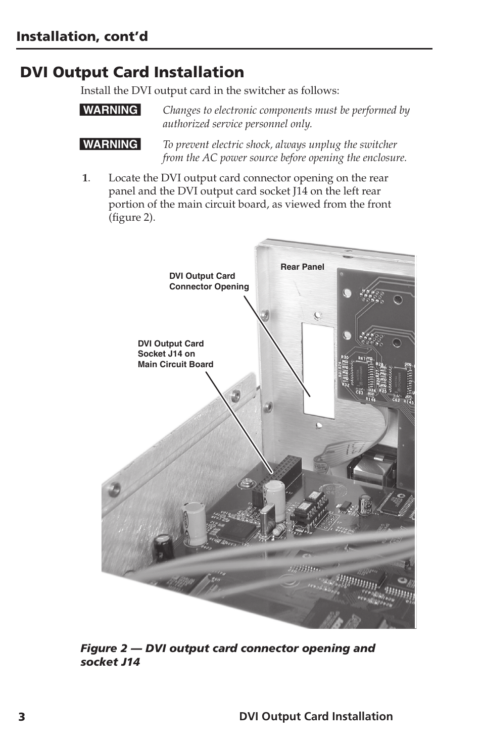 Installation, cont’d, Dvi output card installation | Extron Electronics DVI Output Card User Manual | Page 4 / 6